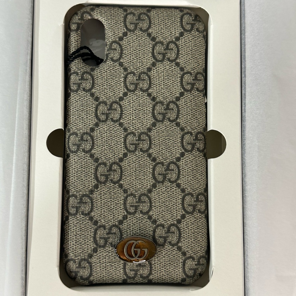 Authentic Gucci Gray Monogram Phone Case for iPhone XS